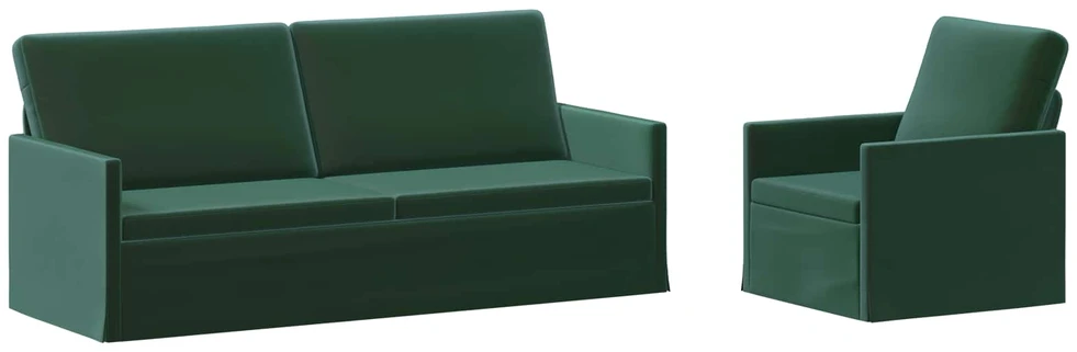 Sofa Sofos komplektas 2 vnt. Tamsiai žalia Aksomas