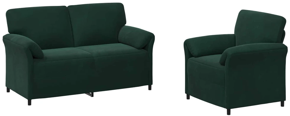 Sofa Sofos komplektas 2 vnt. Tamsiai žalia Aksomas