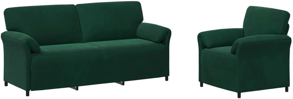 Sofa Sofos komplektas 2 vnt. Tamsiai žalia Aksomas