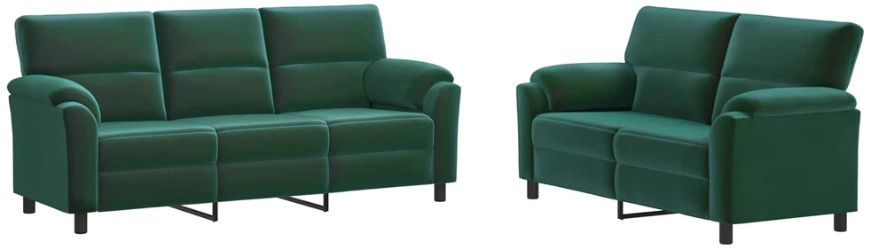 Sofa Sofos komplektas 2 vnt. 5 vietos Tamsiai žalia 214 x 85 x 93 cm