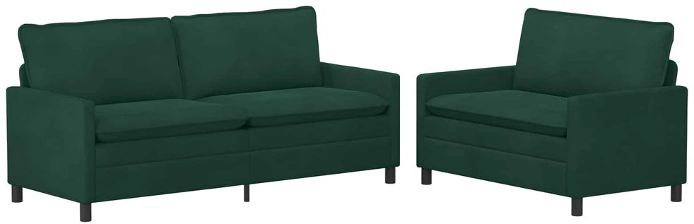 Sofa Sofos komplektas 2 vnt. Tamsiai žalia Aksomas