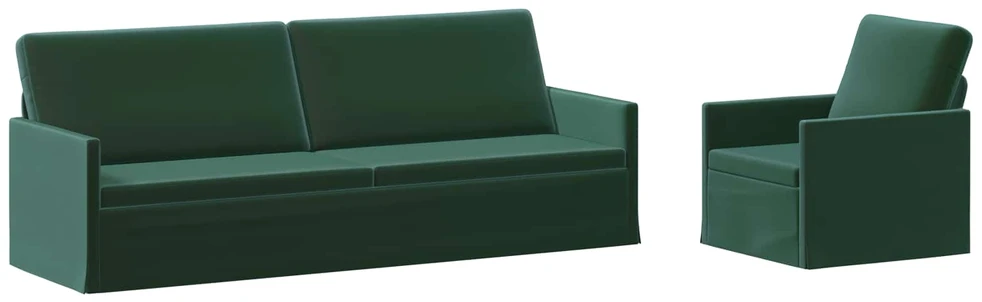 Sofa Sofos komplektas 2 vnt. Tamsiai žalia Aksomas