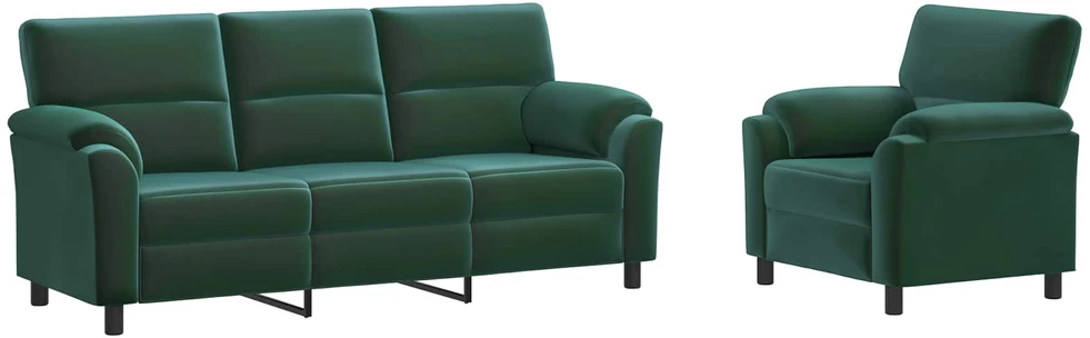 Sofa Sofos komplektas 2 vnt. Tamsiai žalia Aksomas