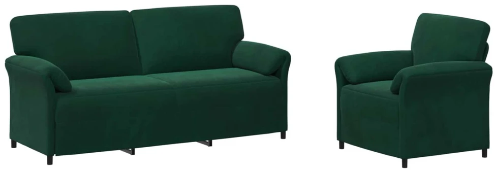 Sofa Sofos komplektas 2 vnt. Tamsiai žalia Aksomas