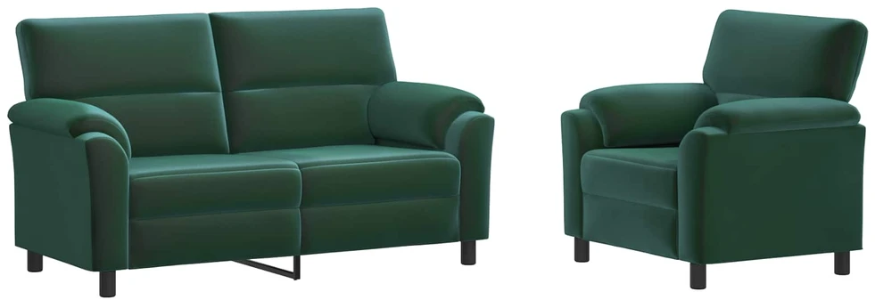 Sofa Sofos komplektas 2 vnt. Tamsiai žalia Aksomas