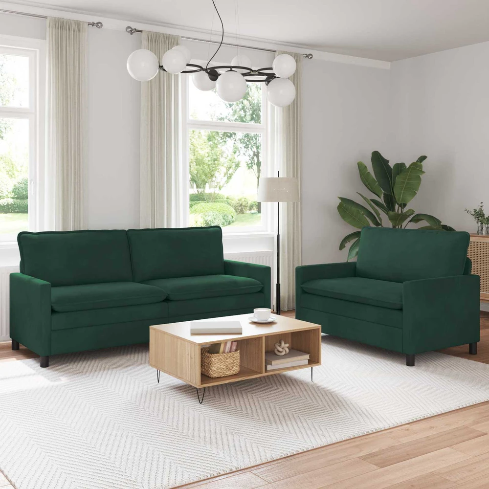 Sofa Sofos komplektas 2 vnt. Tamsiai žalia Aksomas