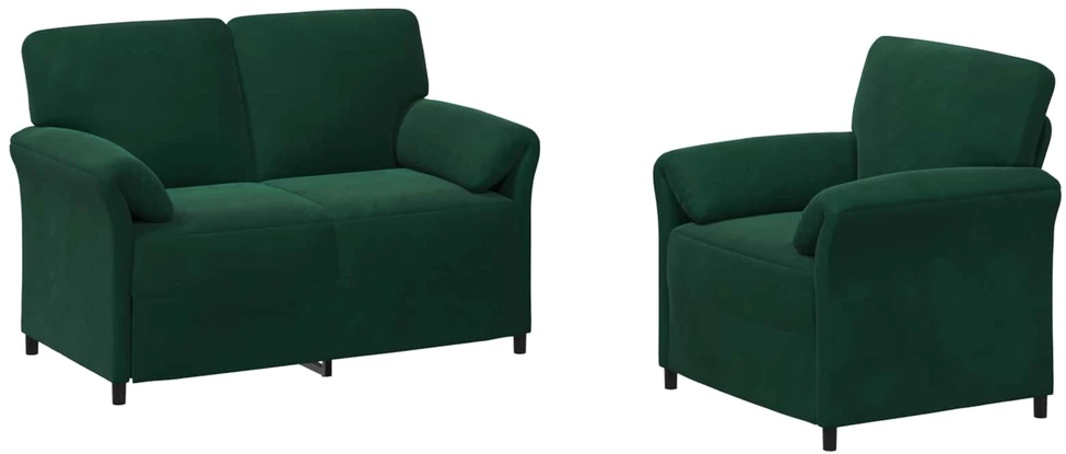 Sofa Sofos komplektas 2 vnt. Tamsiai žalia Aksomas