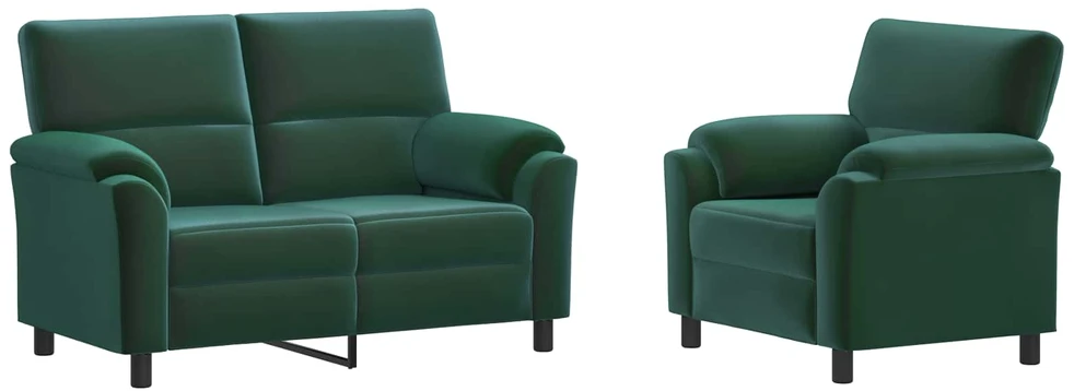 Sofa Sofos komplektas 2 vnt. Tamsiai žalia Aksomas