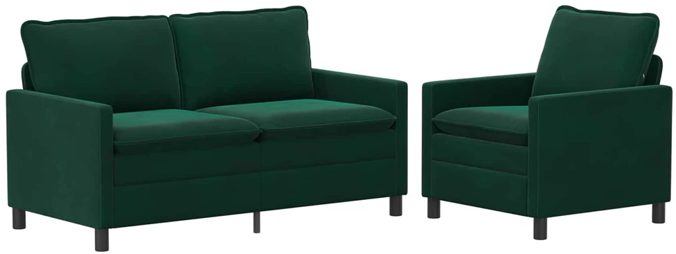Sofa Sofos komplektas 2 vnt. Tamsiai žalia Aksomas