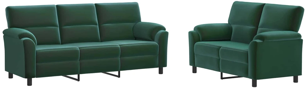 Sofa Sofos komplektas 2 vnt. Tamsiai žalia Aksomas