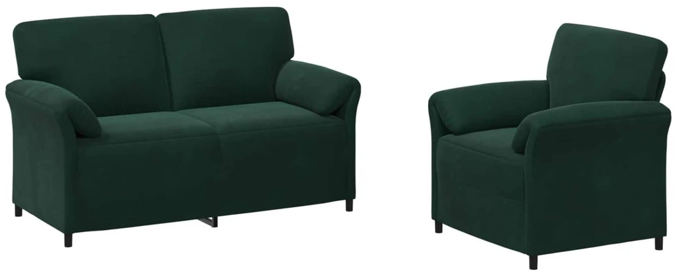 Sofa Sofos komplektas 2 vnt. Tamsiai žalia Aksomas