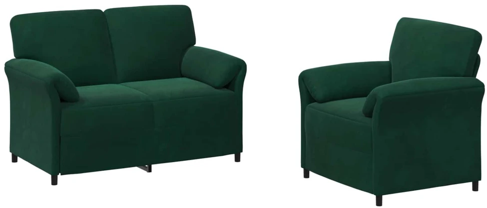 Sofa Sofos komplektas 2 vnt. Tamsiai žalia Aksomas