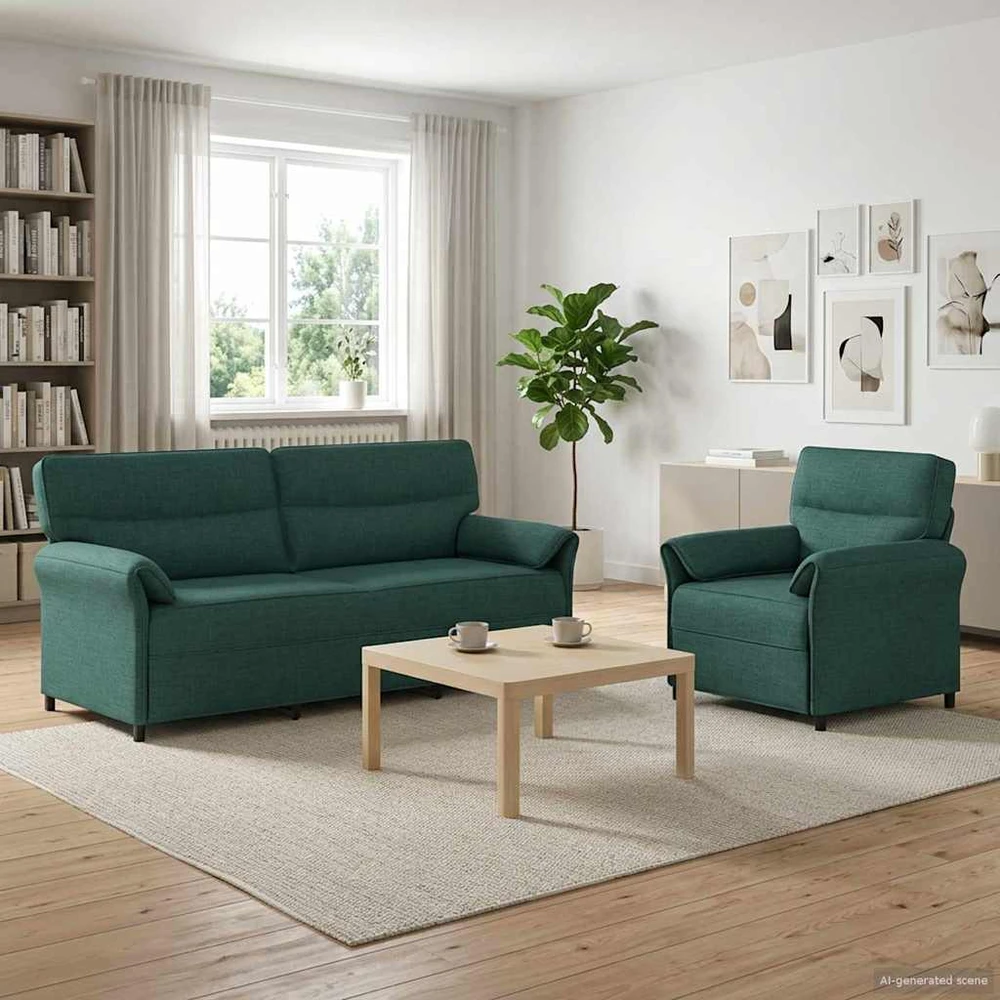 Sofa Sofos komplektas 2 vnt. Tamsiai žalia Audinys