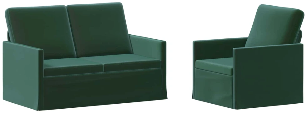 Sofa Sofos komplektas 2 vnt. Tamsiai žalia Aksomas
