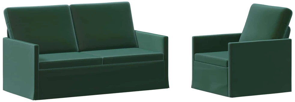 Sofa Sofos komplektas 2 vnt. Tamsiai žalia Aksomas