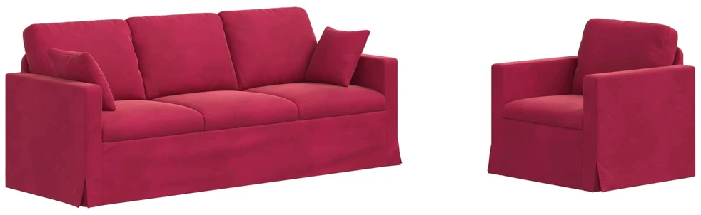 Sofa Sofos komplektas 2 vnt. Vyno raudona Aksomas
