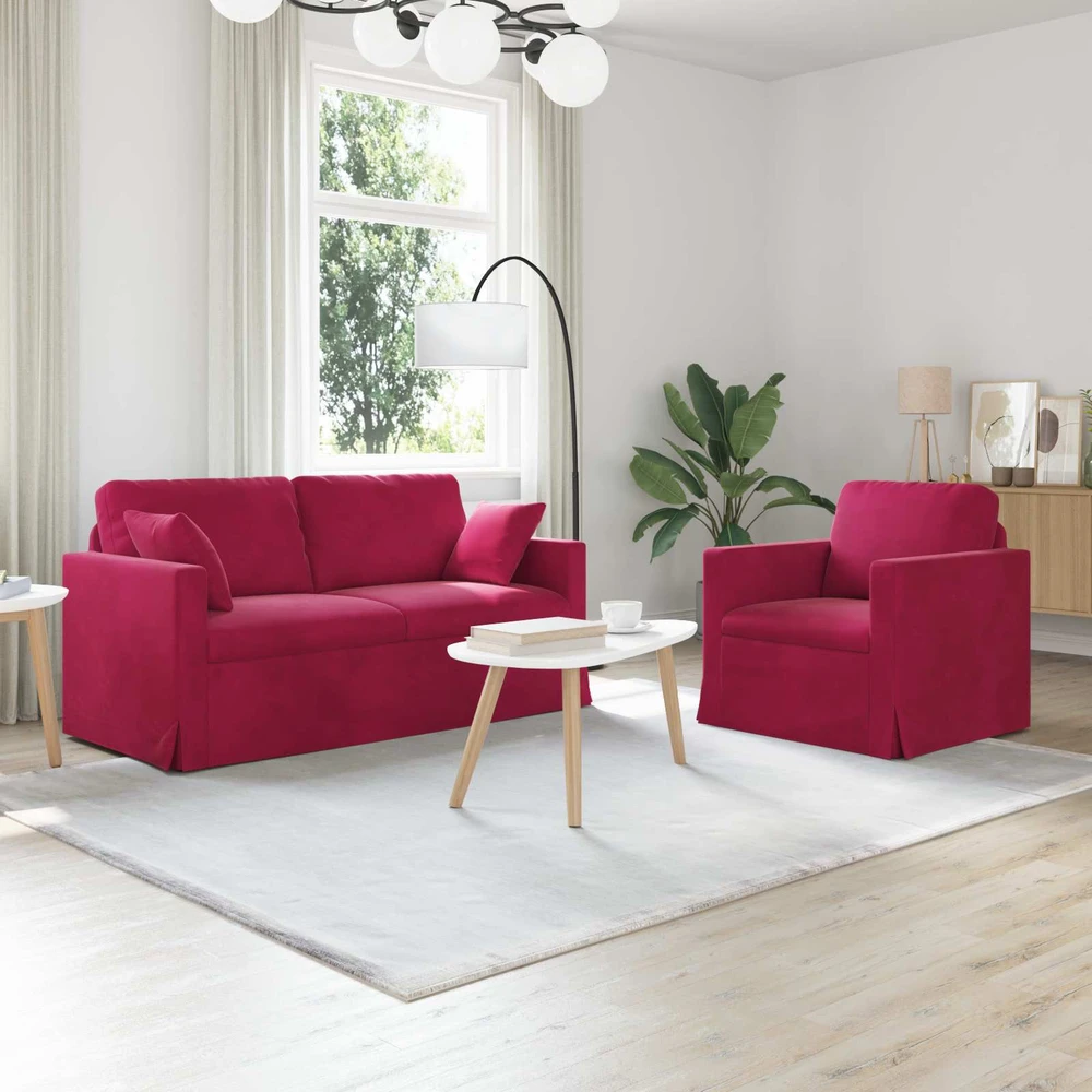 Sofa Sofos komplektas 2 vnt. Vyno raudona Aksomas