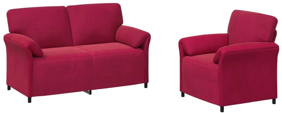 Sofa Sofos komplektas 2 vnt. Vyno raudona Aksomas