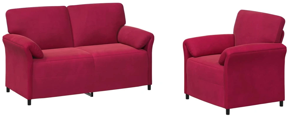 Sofa Sofos komplektas 2 vnt. Vyno raudona Aksomas