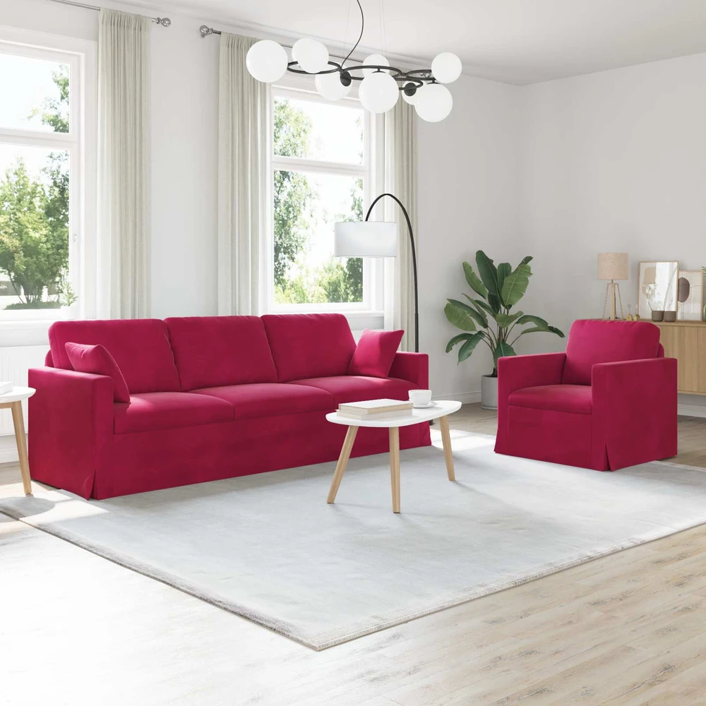 Sofa Sofos komplektas 2 vnt. Vyno raudona Aksomas