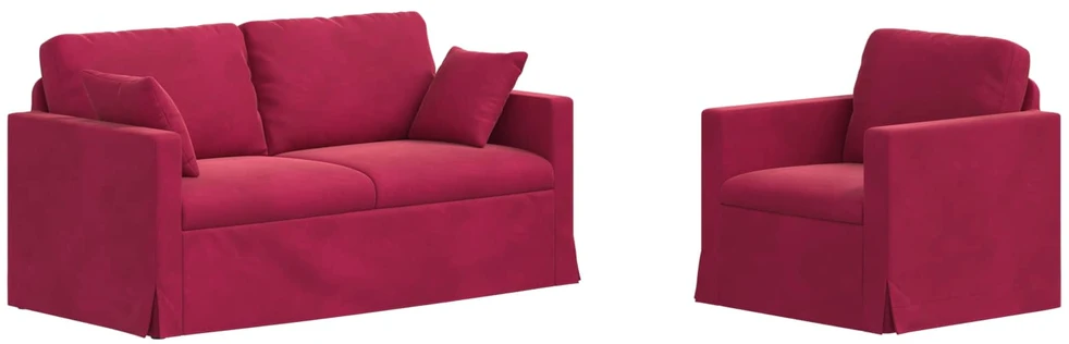 Sofa Sofos komplektas 2 vnt. Vyno raudona Aksomas