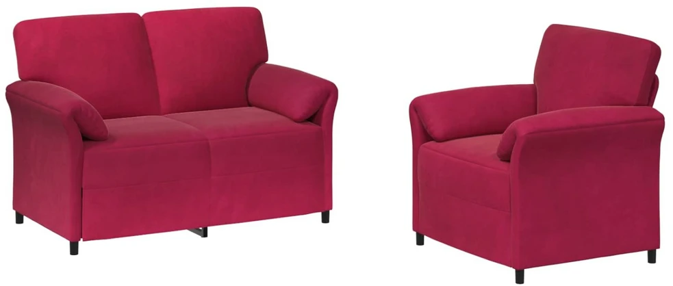 Sofa Sofos komplektas 2 vnt. Vyno raudona Aksomas