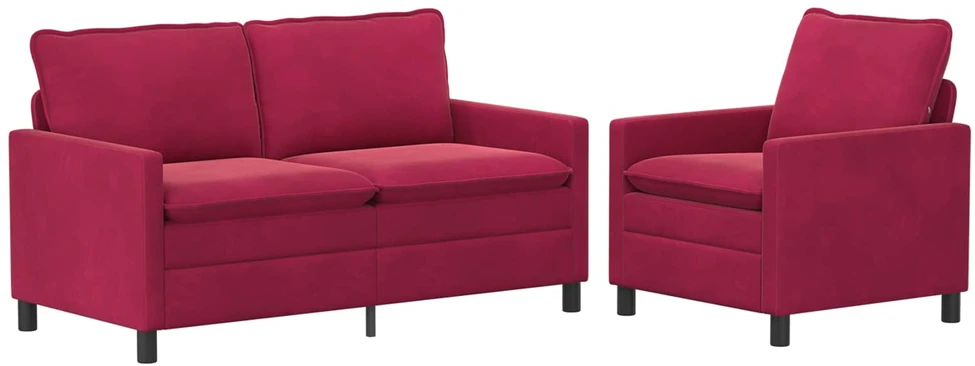 Sofa Sofos komplektas 2 vnt. Vyno raudona Aksomas