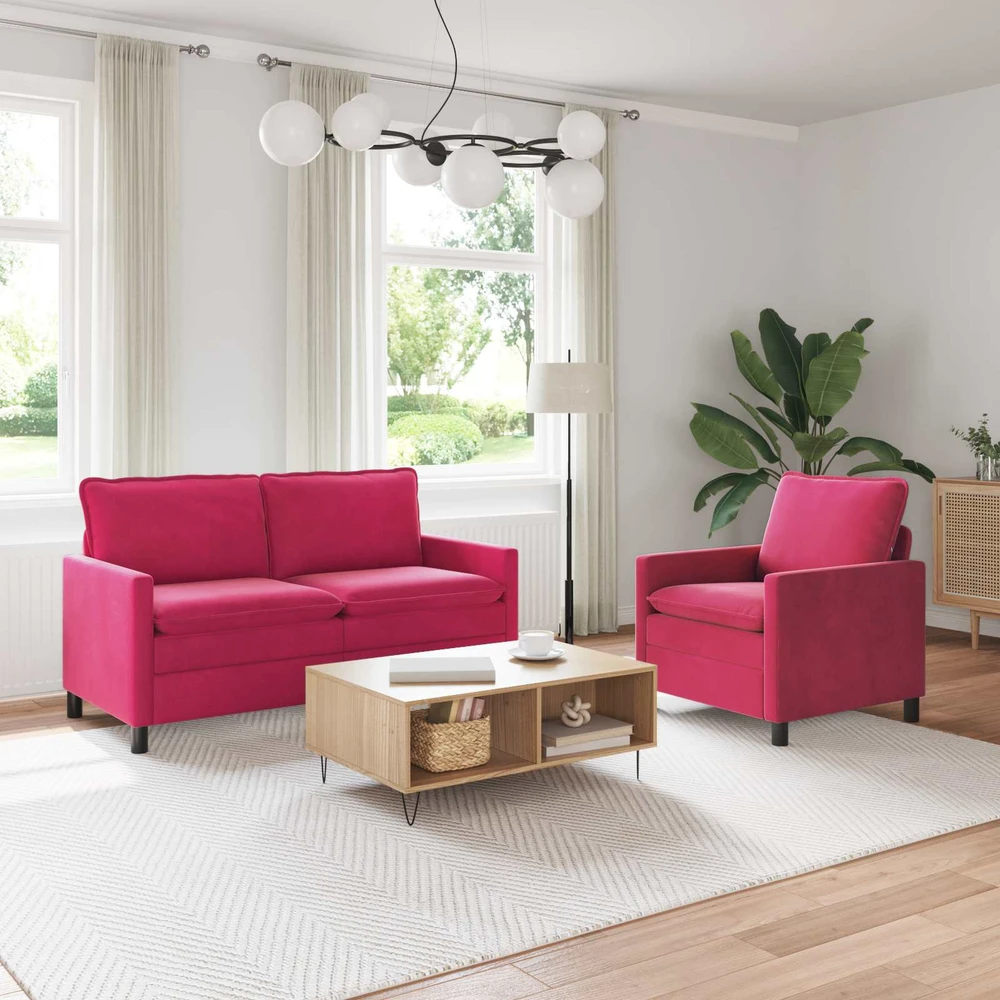 Sofa Sofos komplektas 2 vnt. Vyno raudona Aksomas