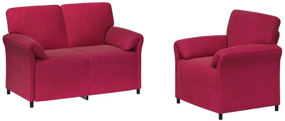 Sofa Sofos komplektas 2 vnt. Vyno raudona Aksomas