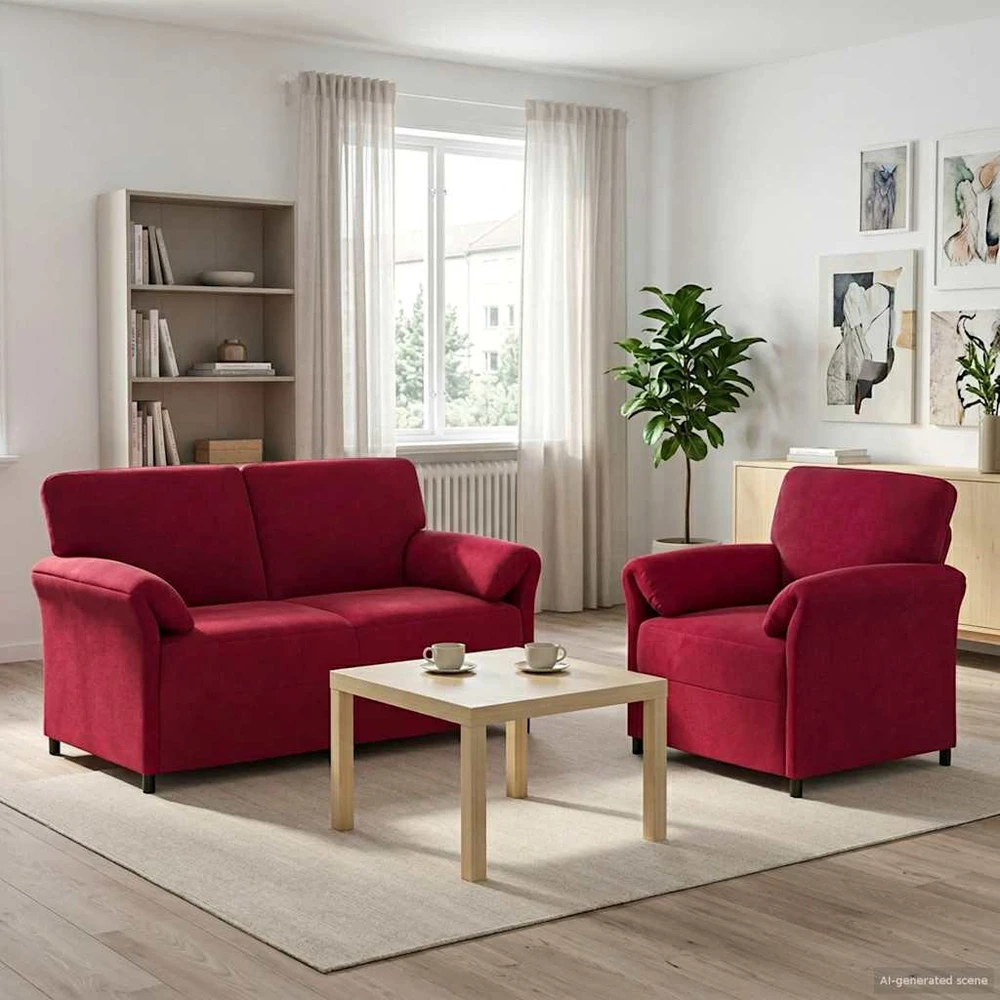 Sofa Sofos komplektas 2 vnt. Vyno raudona Aksomas