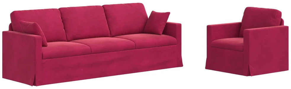 Sofa Sofos komplektas 2 vnt. Vyno raudona Aksomas