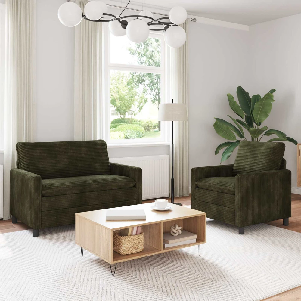 Sofa Sofos komplektas 2 vnt. Žalia Poliesteris
