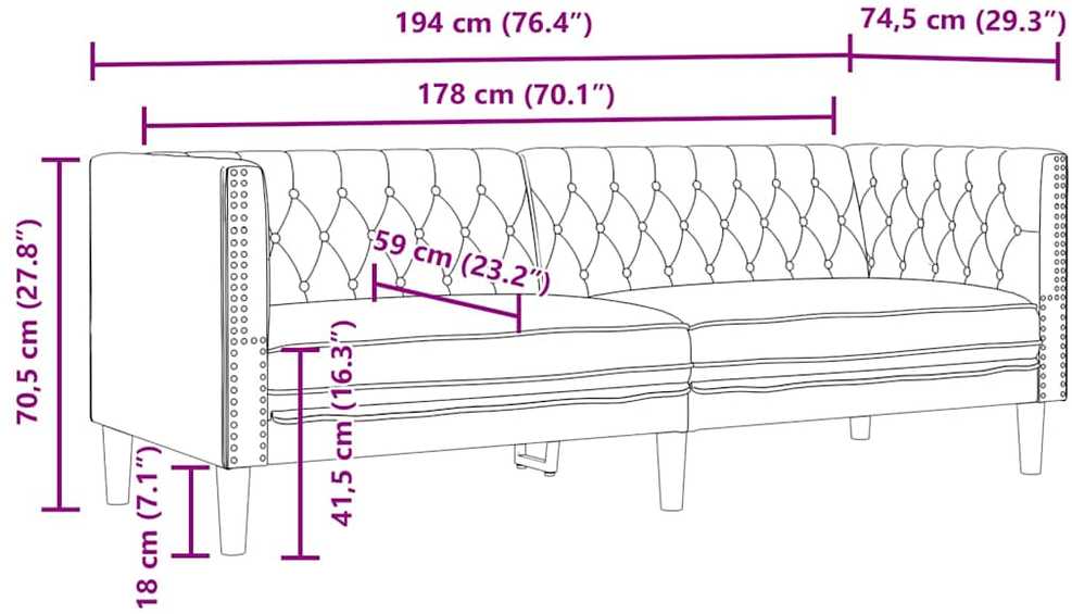 Svetainės sofa 3 vnt. Juoda Dirbtinė oda