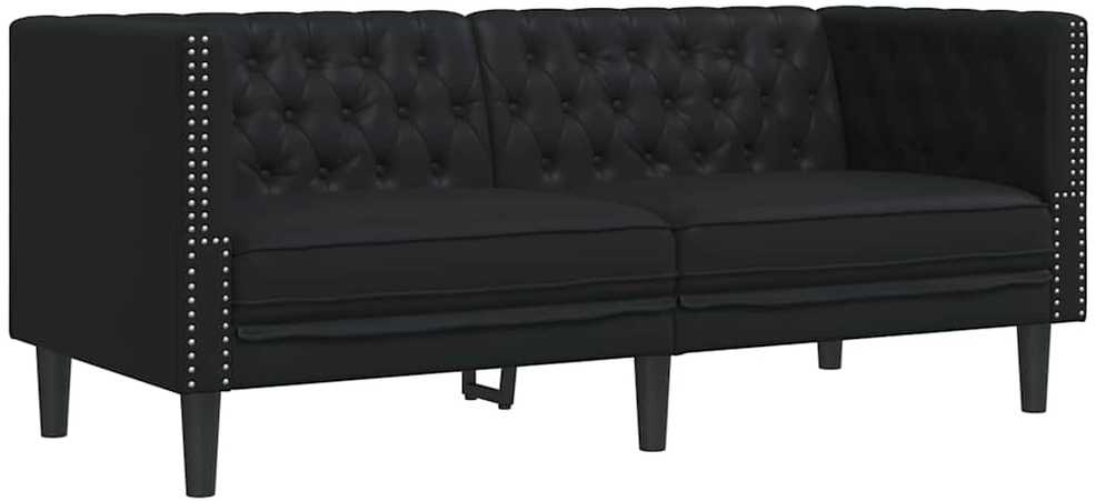 Svetainės sofa 3 vnt. Juoda Dirbtinė oda