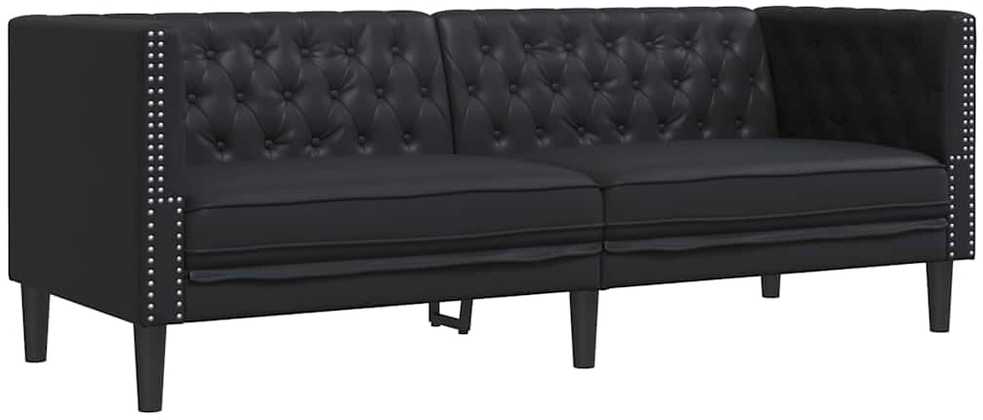 Svetainės sofa 3 vnt. Juoda Dirbtinė oda