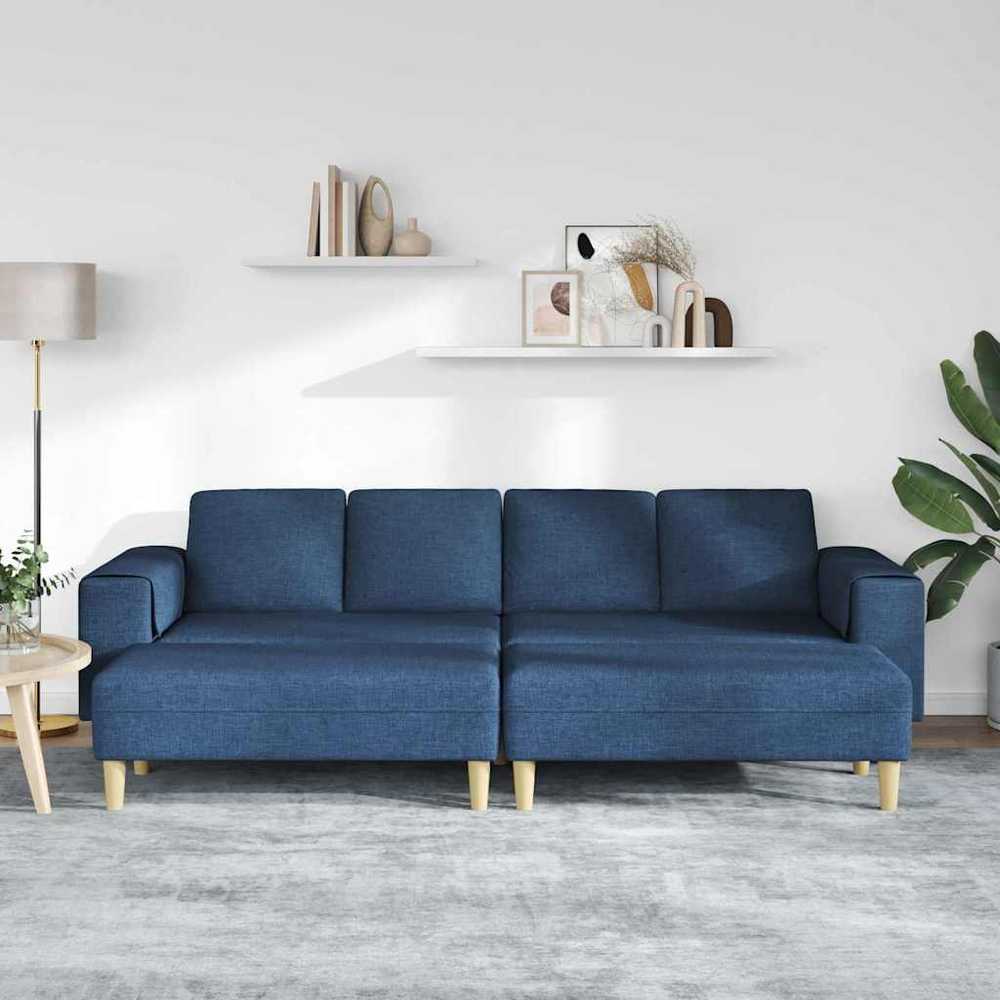 Svetainės sofa 3 vnt. Mėlyna Poliesteris