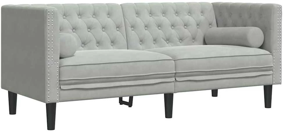 Svetainės sofa 3 vnt. Šviesiai pilka Aksomas