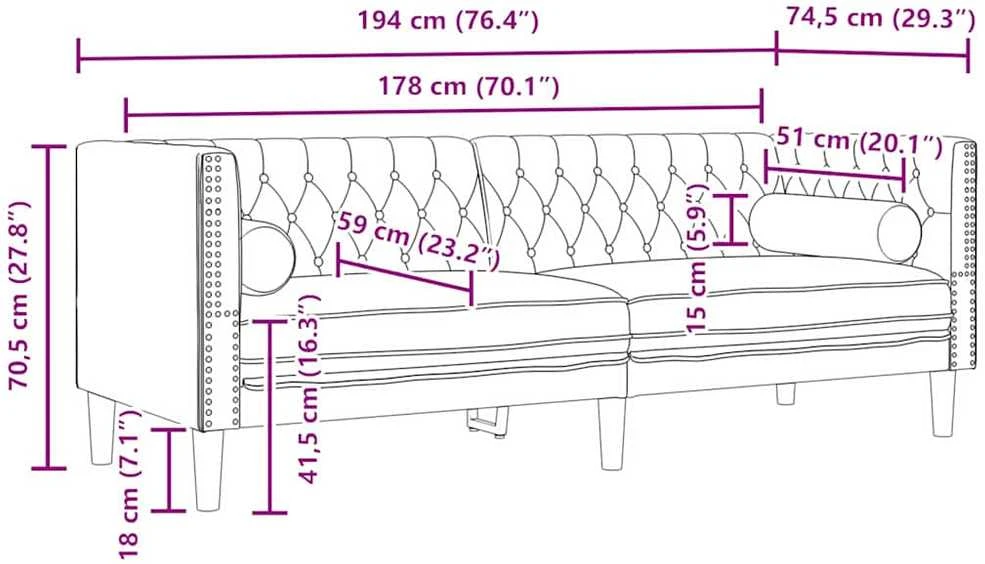 Svetainės sofa 3 vnt. Tamsiai pilka Aksomas
