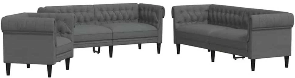 Svetainės sofa 3 vnt. Tamsiai pilka audinys