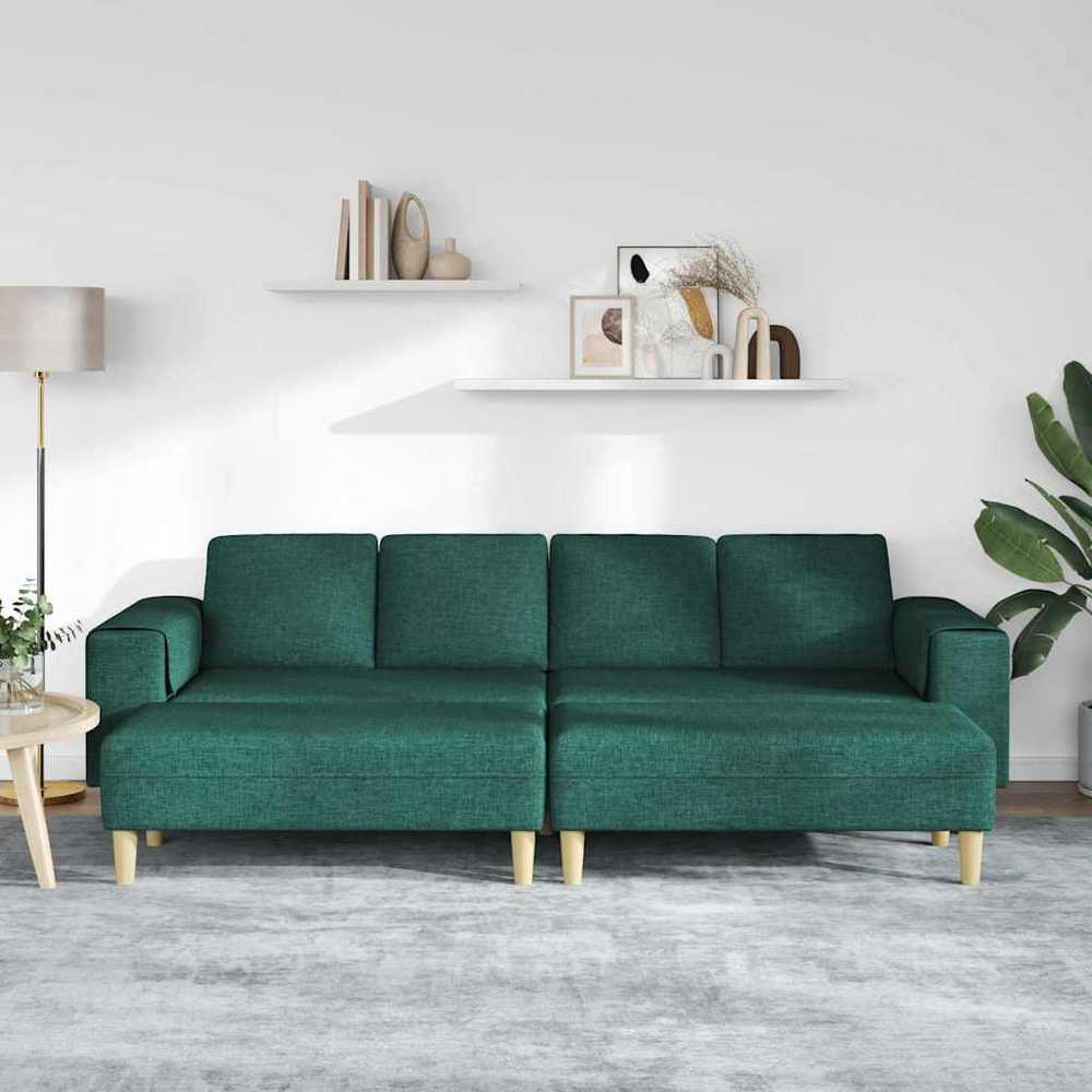 Svetainės sofa 3 vnt. Tamsiai žalia Poliesteris