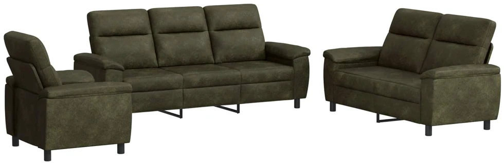 Sofa Sofos komplektas 3 vnt. Armijos Žalia Dirbtinė suedė oda