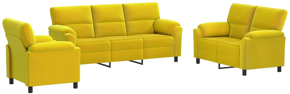 Sofa Sofos komplektas 3 vnt. Geltona Aksomas