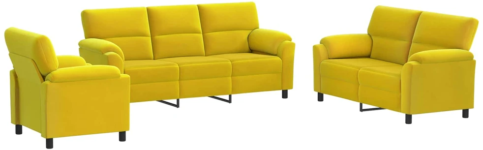 Sofa Sofos komplektas 3 vnt. Geltona Aksomas