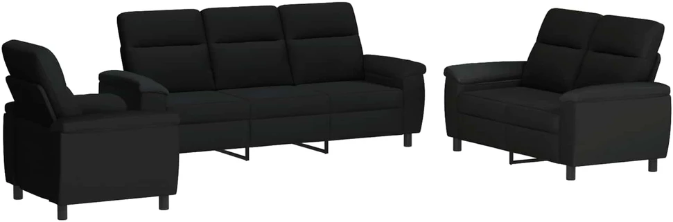 Sofa Sofos komplektas 3 vnt. Juoda Audinys