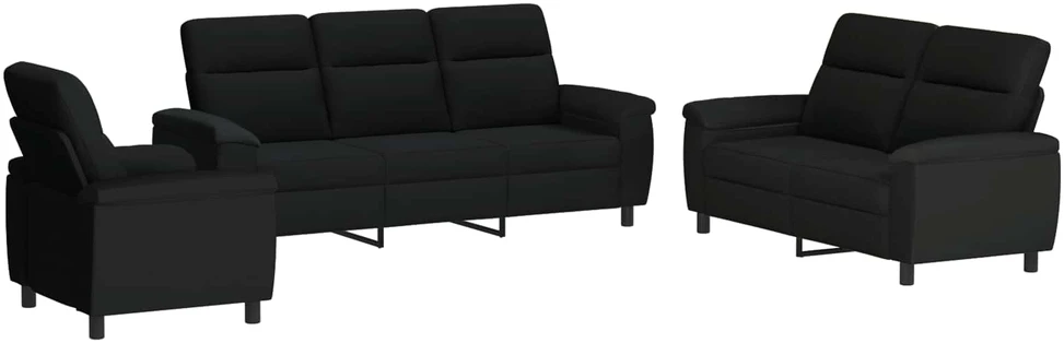 Sofa Sofos komplektas 3 vnt. Juoda Audinys
