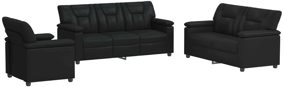 Sofa Sofos komplektas 3 vnt. Juoda Dirbtinė oda