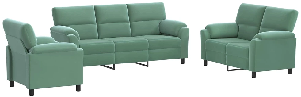 Sofa Sofos komplektas 3 vnt. Jūrinė žalia Aksomas