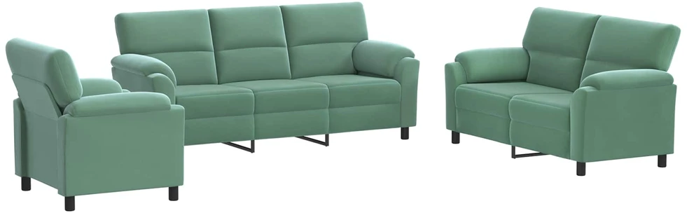 Sofa Sofos komplektas 3 vnt. Jūrinė žalia Aksomas
