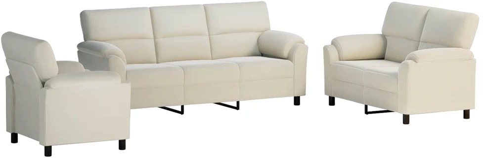 Sofa Sofos komplektas 3 vnt. Kreminė Aksomas