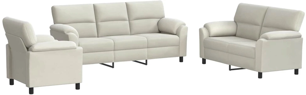 Sofa Sofos komplektas 3 vnt. Kreminė Aksomas